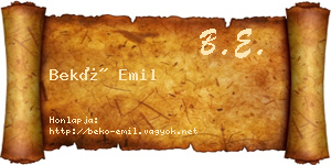 Bekő Emil névjegykártya